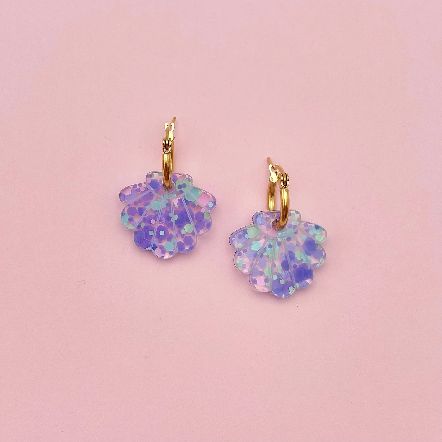 Boucles d'oreilles | Créoles Coquillages Pailletés