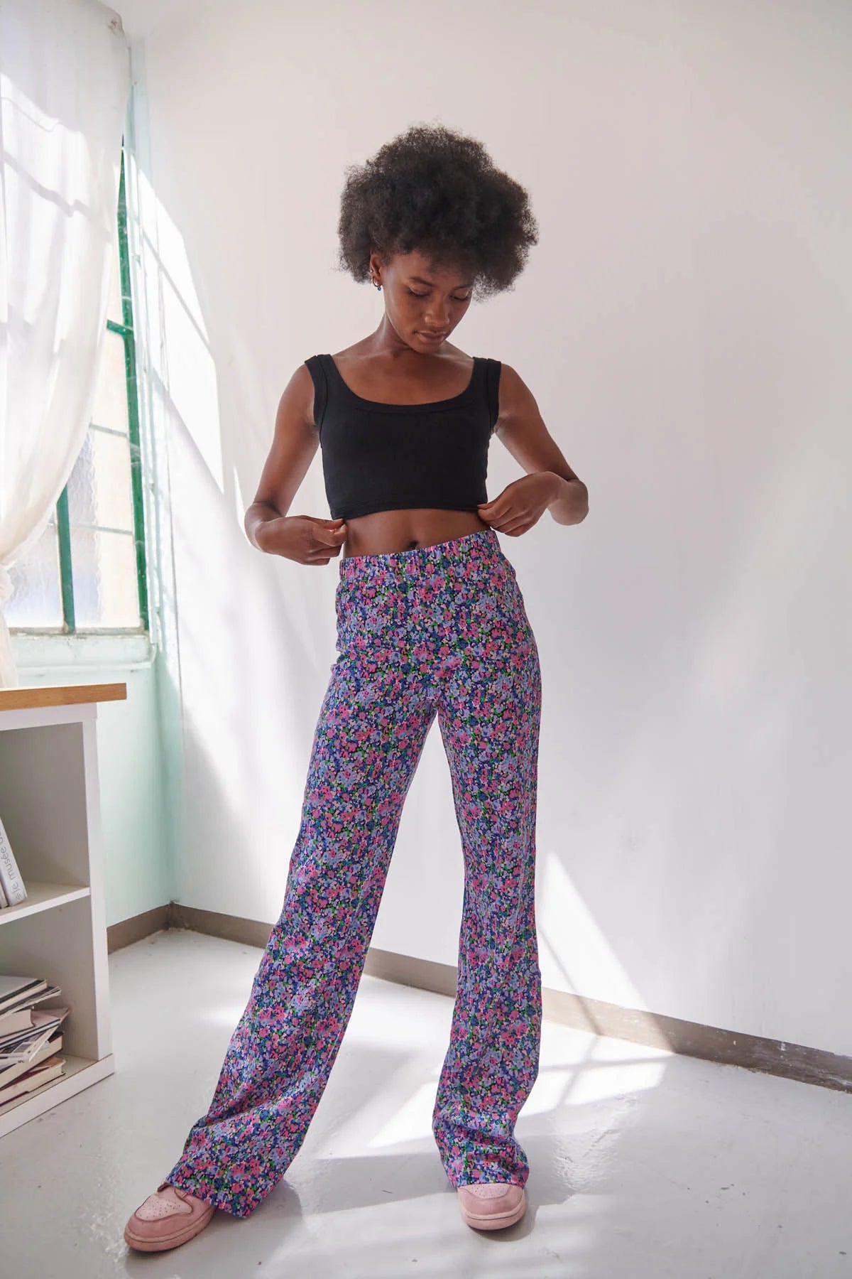 Pantalon coton bio évasé | Confettis Violet