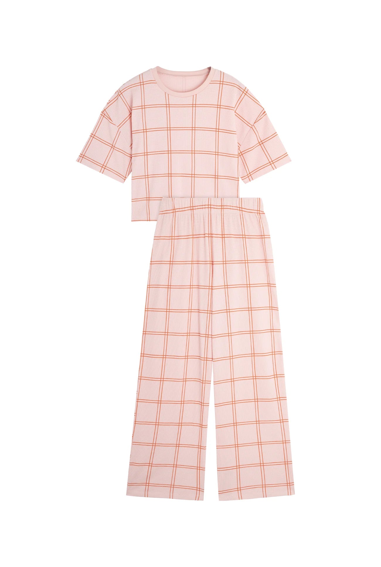 Pyjama long coton BIO | Gaufré Carreau Orange