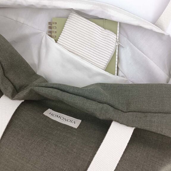 Sac week-end en coton | kaki chiné