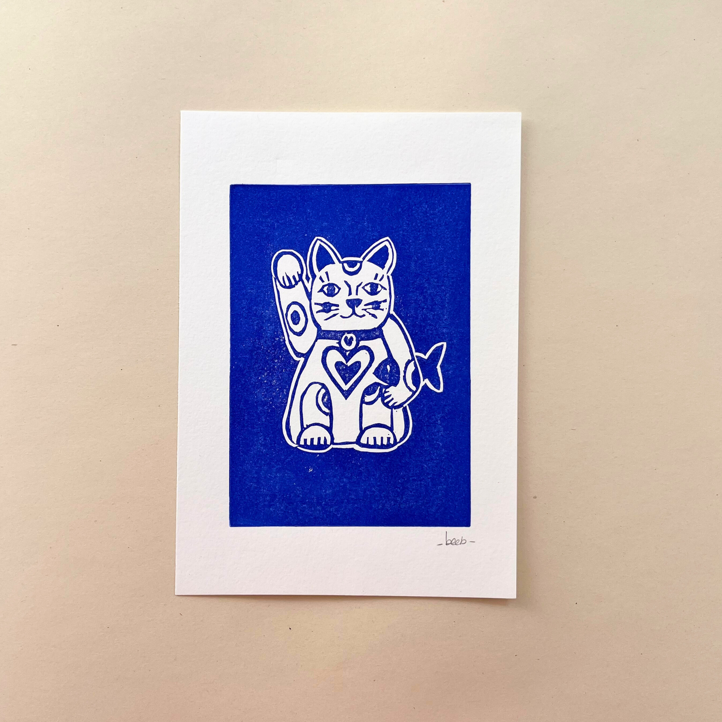 Affiche Linogravure | Lucky Cat