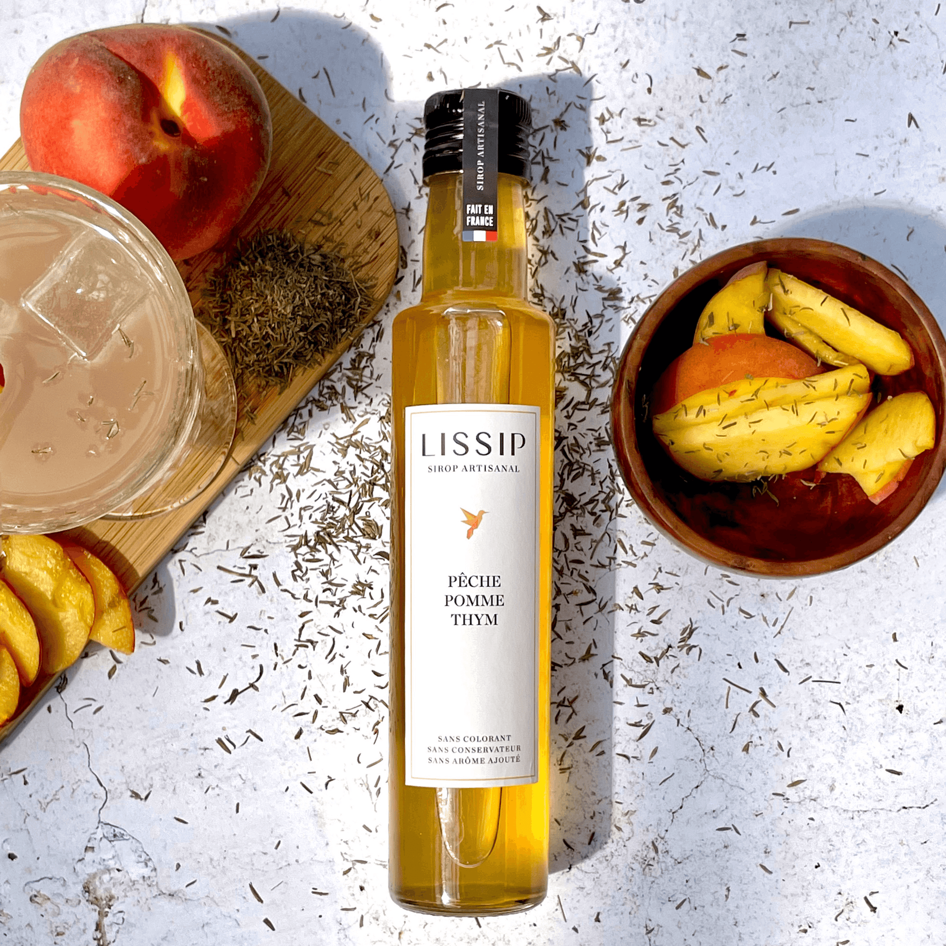 Sirop Artisanal | Pêche Pomme Thym - Nubia