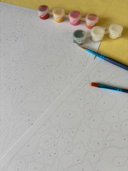 Peinture aux numéros | Papiers Fleuris Duo - 24x30cm