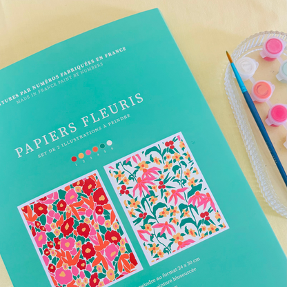 Peinture aux numéros | Papiers Fleuris Duo - 24x30cm