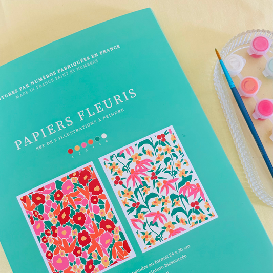 Peinture aux numéros | Papiers Fleuris Duo - 24x30cm