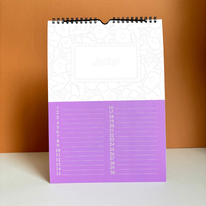 Calendrier d'anniversaire perpétuel à colorier ou peindre