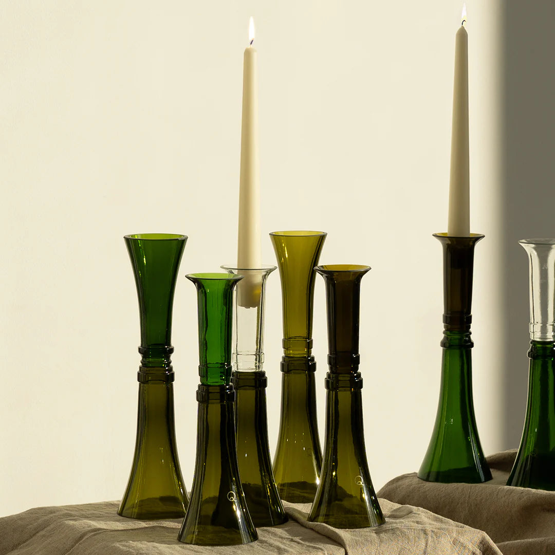Bougeoir en verre upcyclé