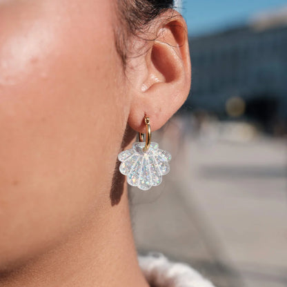Boucles d'oreilles | Créoles Coquillages Pailletés