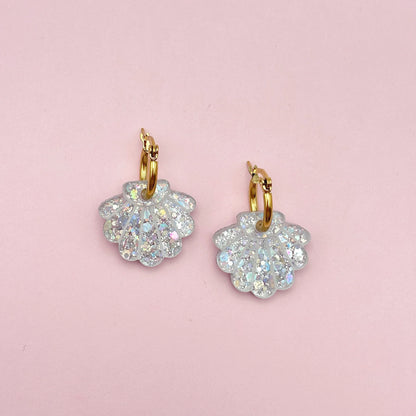 Boucles d'oreilles | Créoles Coquillages Pailletés