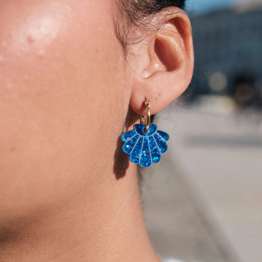 Boucles d'oreilles | Créoles Coquillages Pailletés