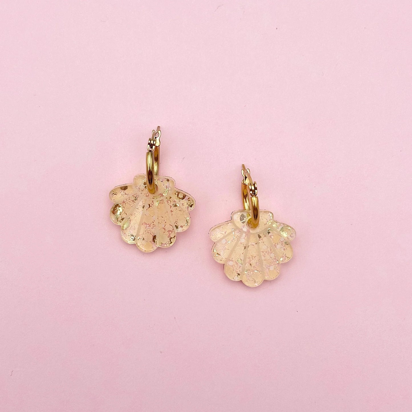 Boucles d'oreilles | Créoles Coquillages Pailletés