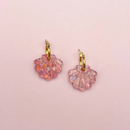 Boucles d'oreilles | Créoles Coquillages Pailletés