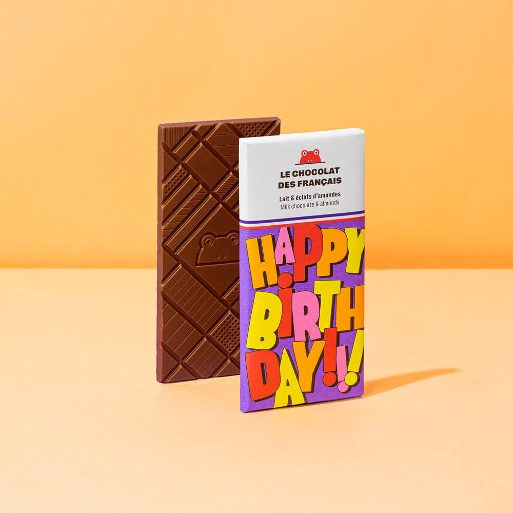 Chocolat Lait et éclats d'amandes | Happy Birthday