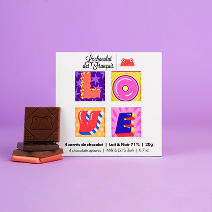 Coffret de 4 carrés de chocolat | Love