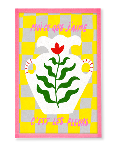 Illustration encadrée | Moi ce que j'aime c'est les fleurs