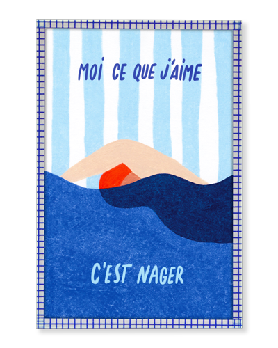 Illustration encadrée | Moi ce que j'aime c'est nager