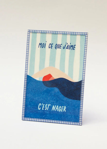Illustration encadrée | Moi ce que j'aime c'est nager