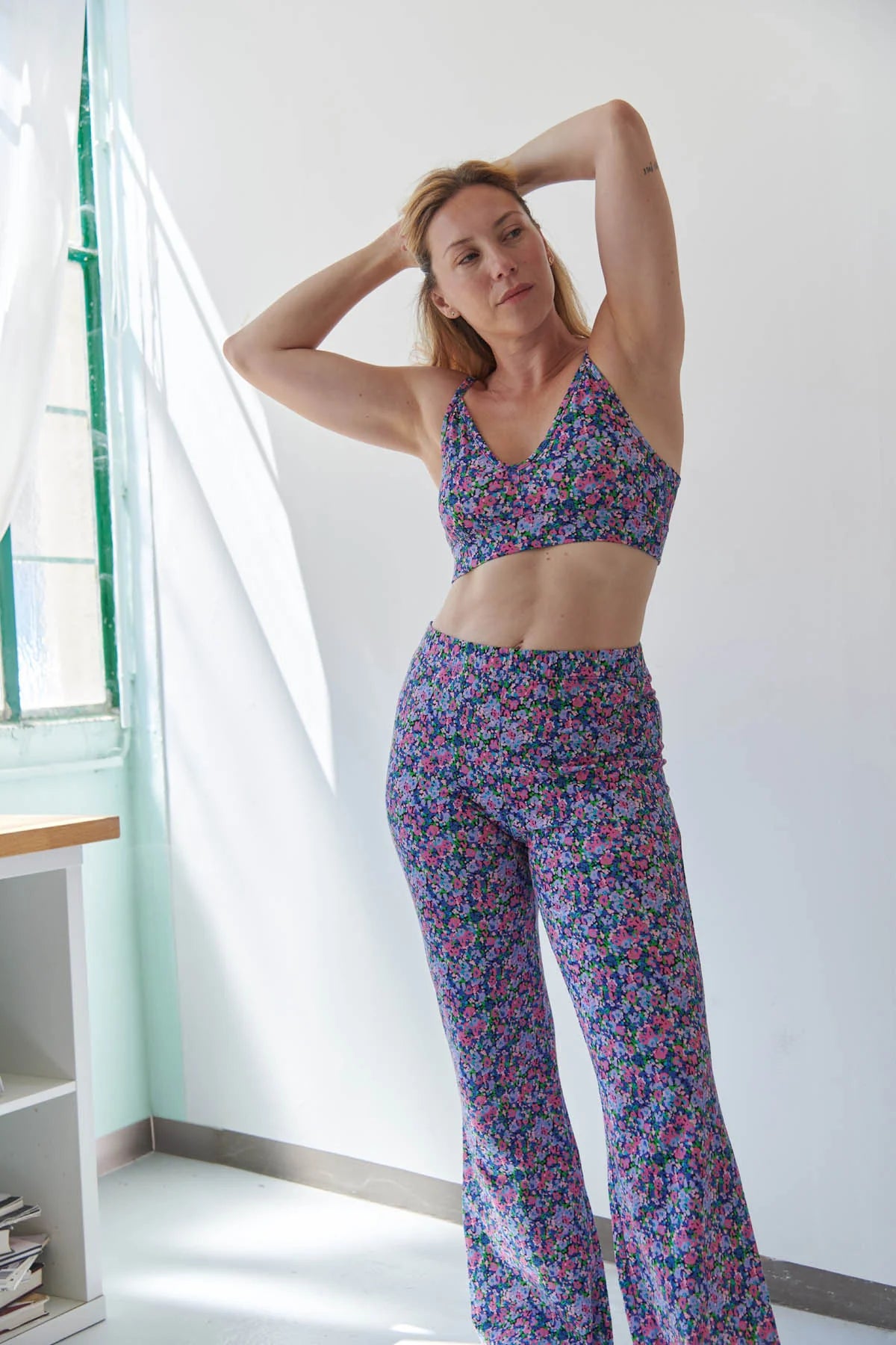 Pantalon coton bio évasé | Confettis Violet