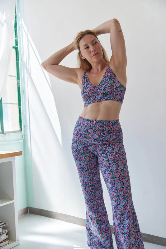 Pantalon coton bio évasé | Confettis Violet