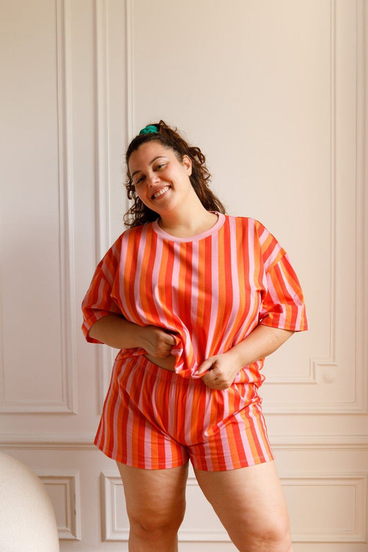 Pyjama coton BIO | Rayures Orange