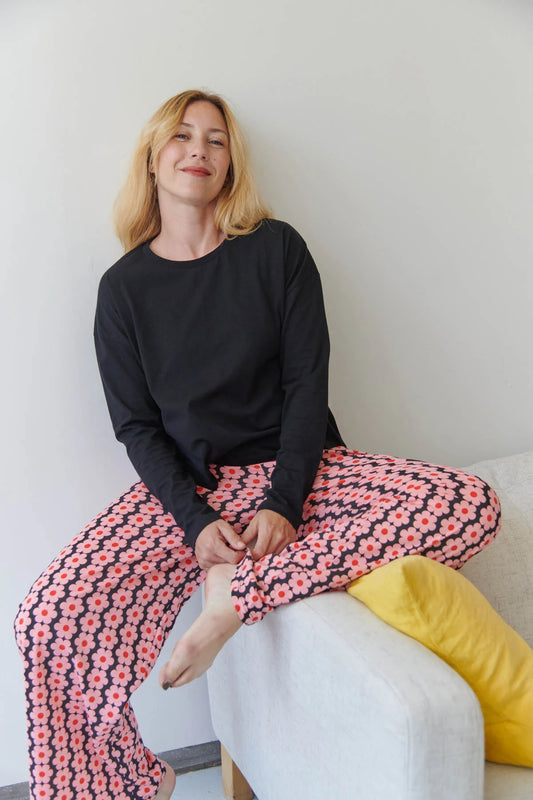 Pyjama manches longues coton BIO | Monique Noir