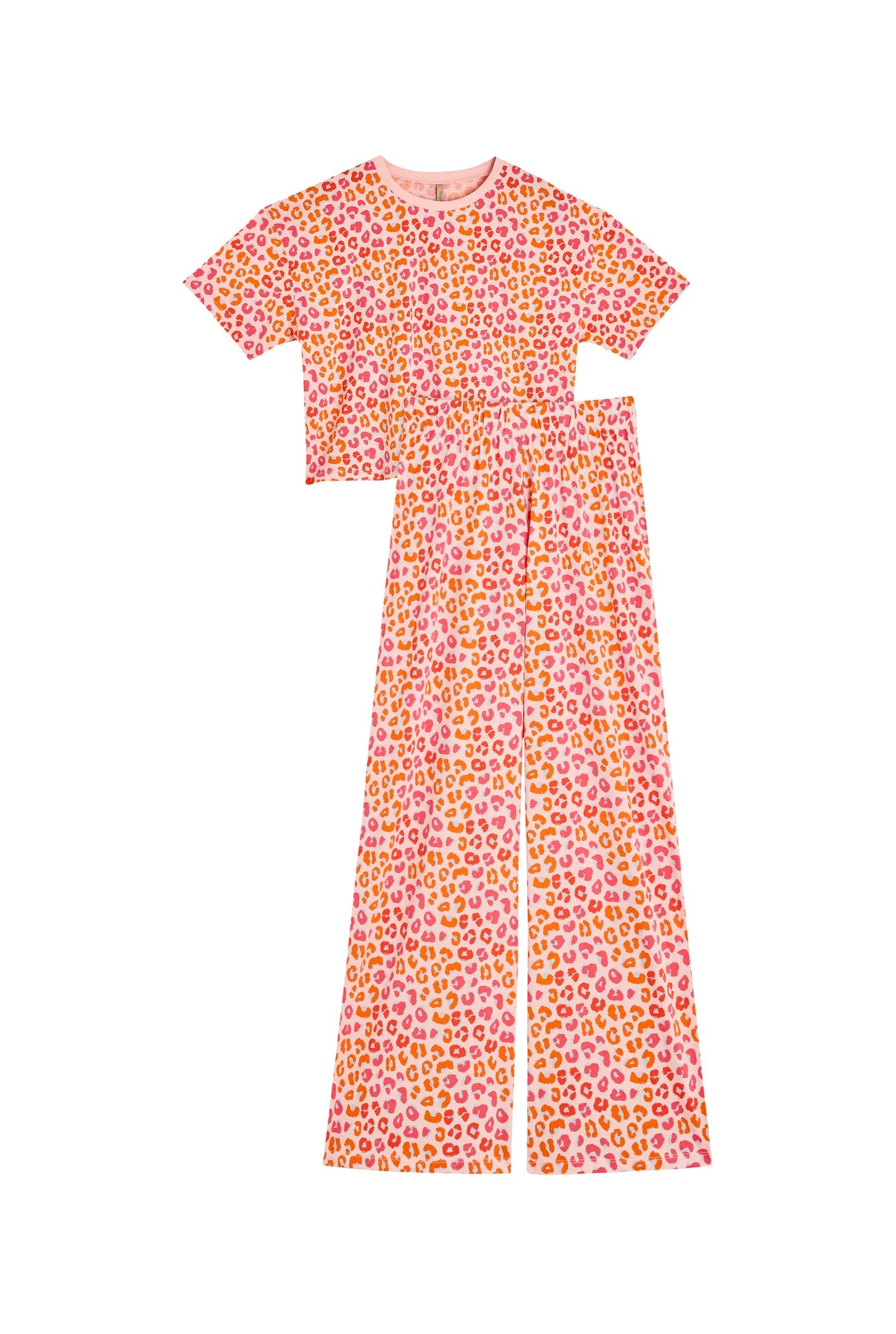 Pyjama long coton BIO | Léopard rose