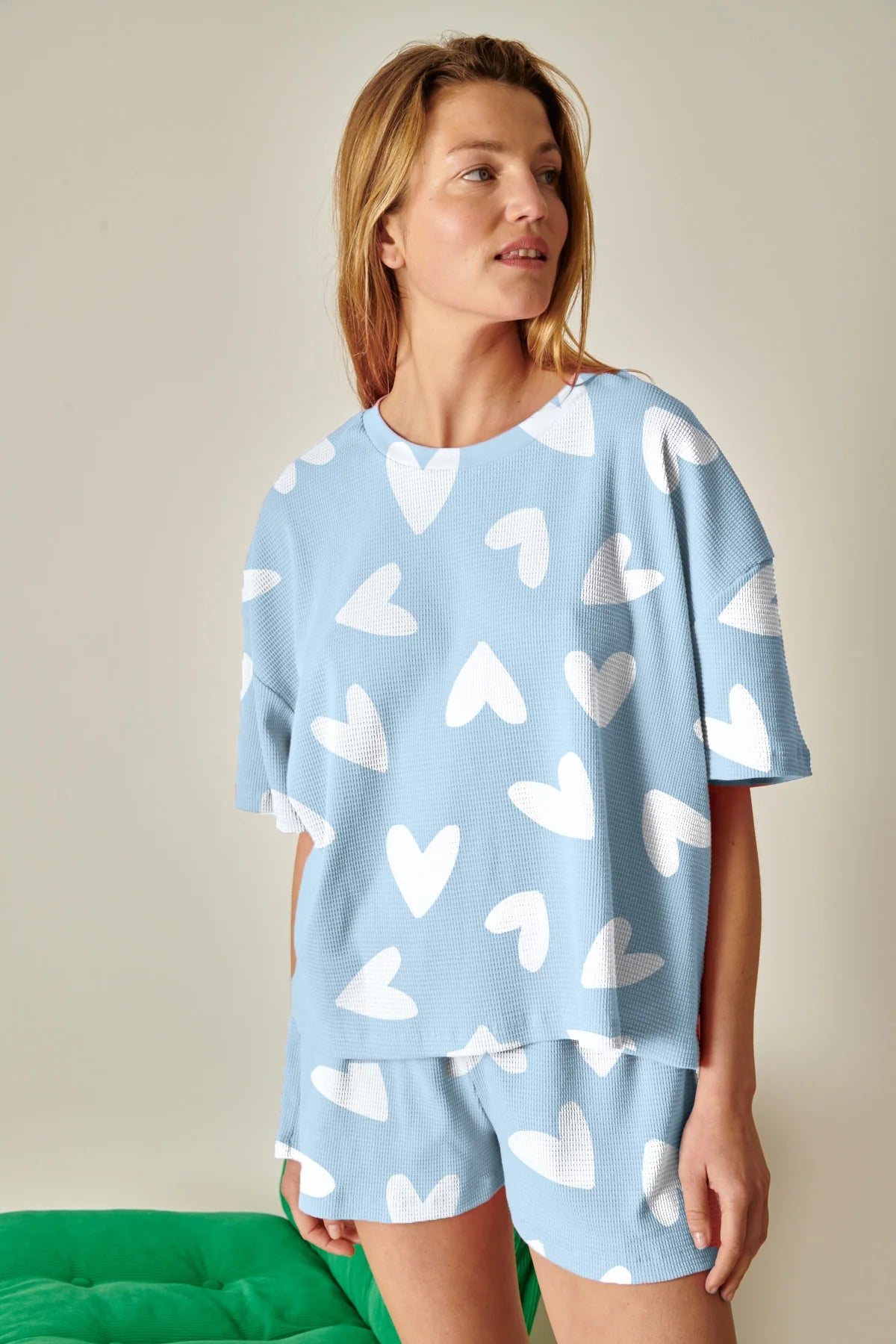 Pyjama coton BIO | Gaufré Mi Amor bleu