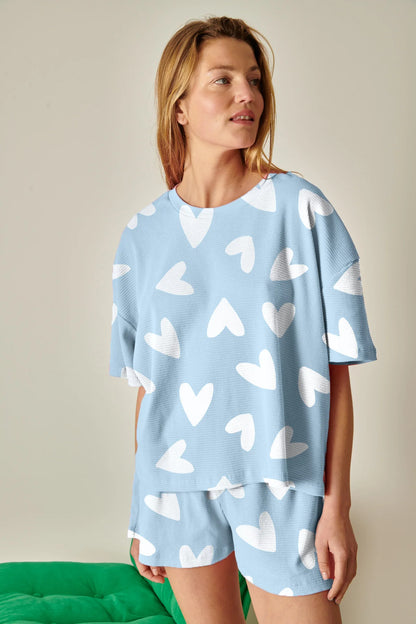 Pyjama coton BIO | Gaufré Mi Amor bleu