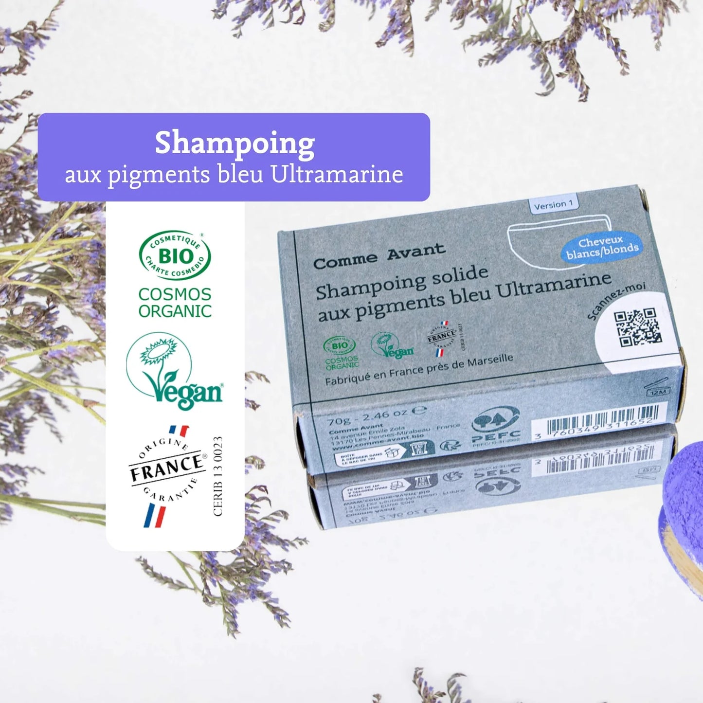 Shampooing Bleu Solide | Cheveux blonds & blancs