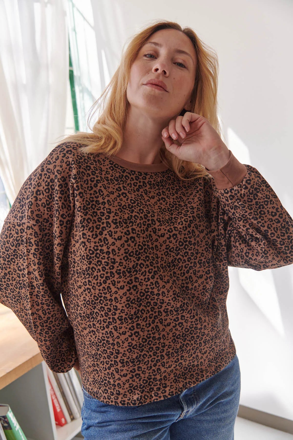 Sweat coton bio | Léopard Marron
