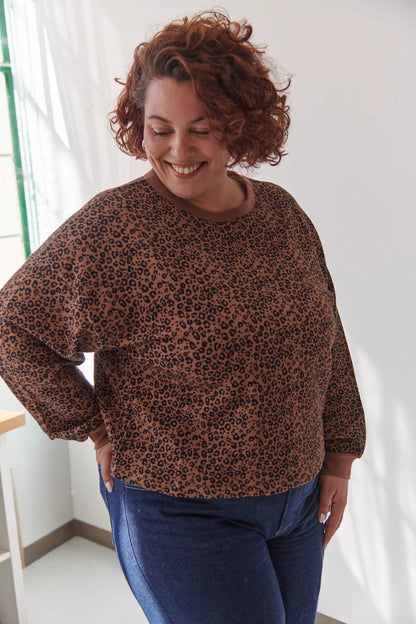 Sweat coton bio | Léopard Marron