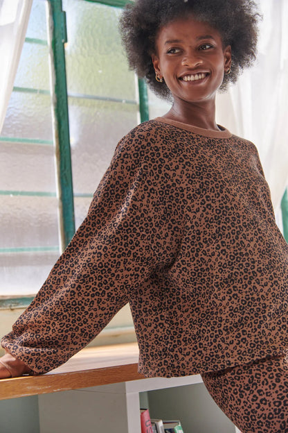 Sweat coton bio | Léopard Marron