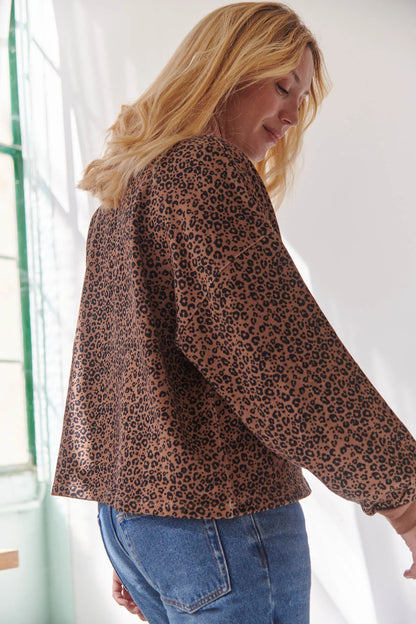 Sweat coton bio | Léopard Marron