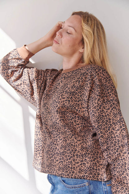 Sweat coton bio | Léopard Marron