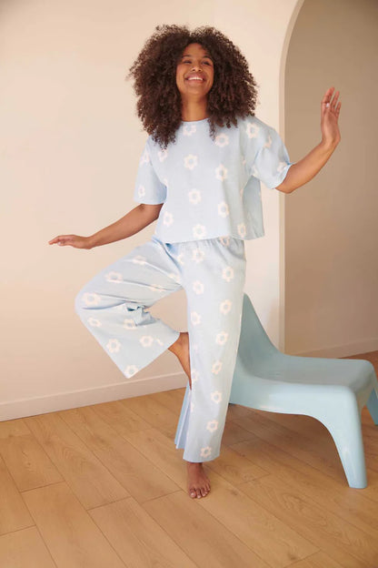 Pyjama long coton BIO | Clodette Bleu