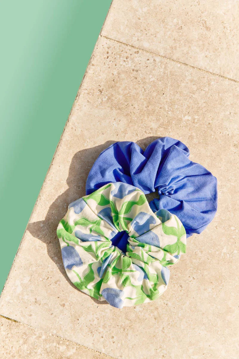 Pack 2 chouchous oversize | Tulipes Provence & Bleu