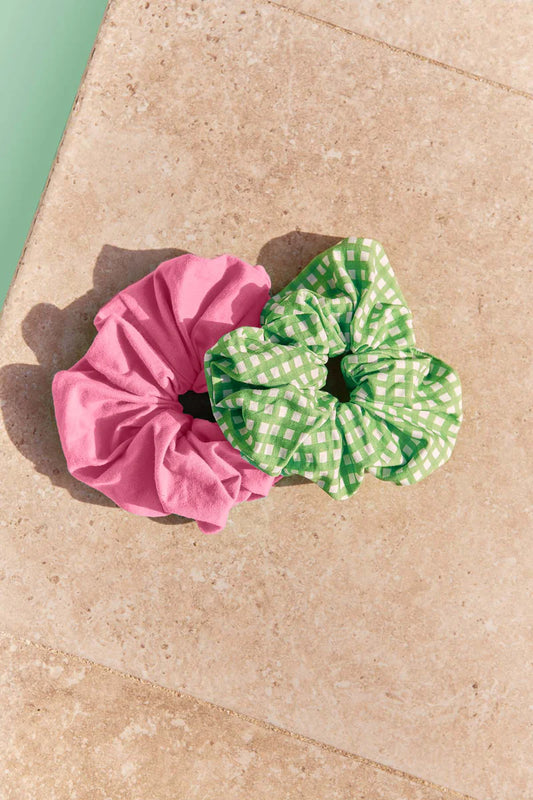 Pack 2 chouchous oversize | Vichy Vert & Rose