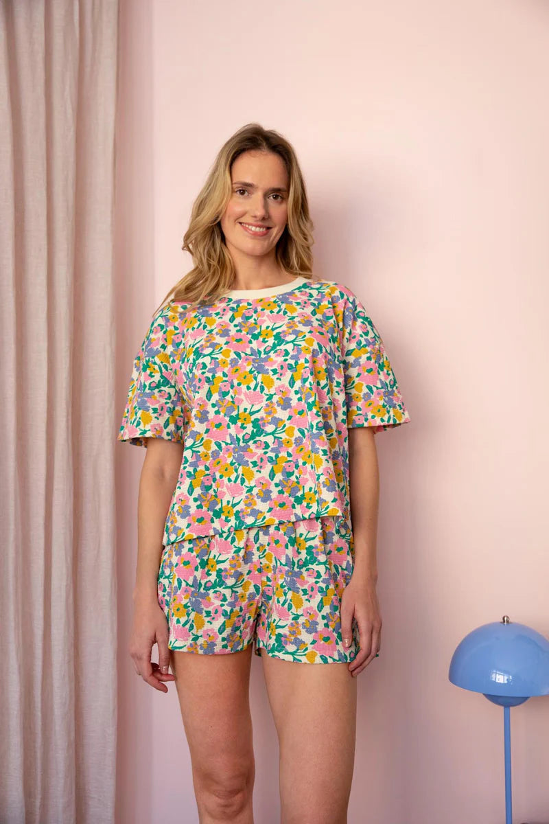 Pyjama gaufré coton BIO WAJ x Hindbag | Pastel Bloom