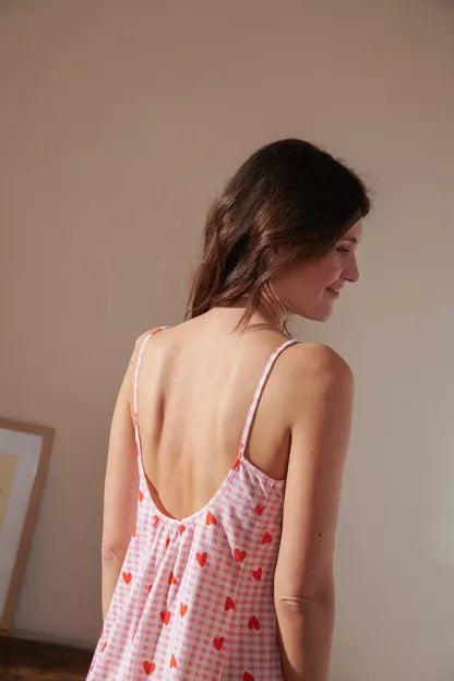 Nuisette coton BIO | Vichy Coeurs Rose