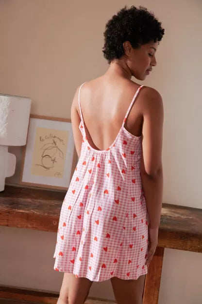 Nuisette coton BIO | Vichy Coeurs Rose