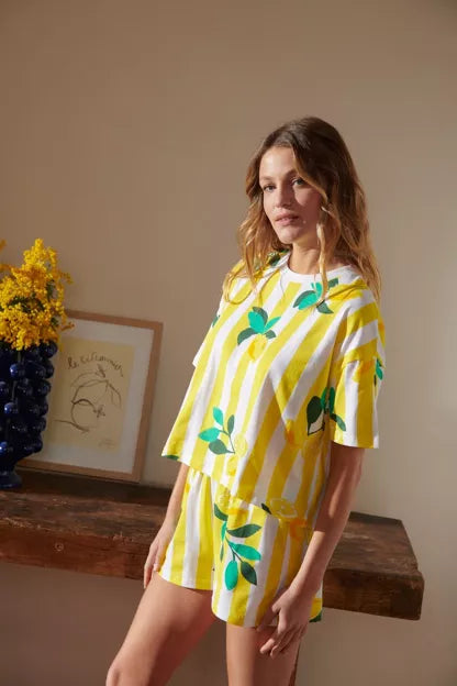 Pyjama coton BIO | Citrons rayures