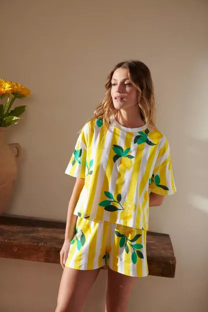 Pyjama coton BIO | Citrons rayures