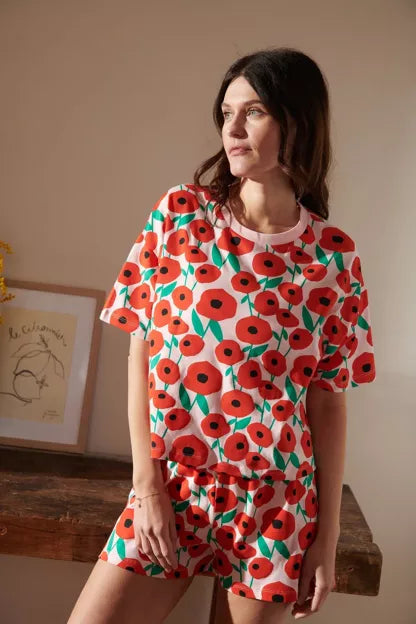 Pyjama coton BIO | Coquelicot rose