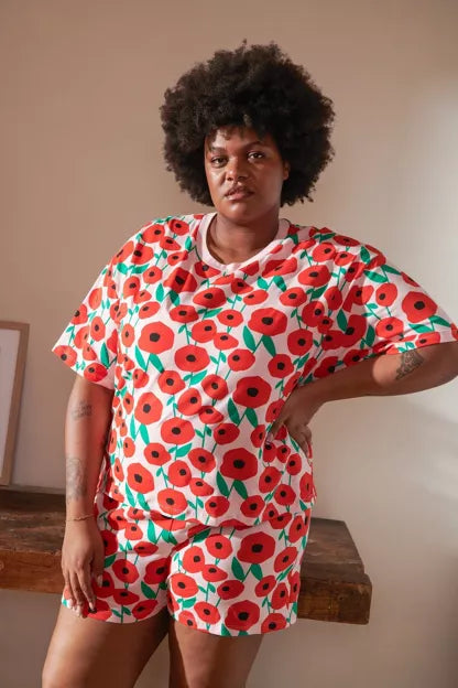 Pyjama coton BIO | Coquelicot rose