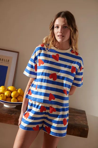 Pyjama coton BIO | Marinière Coeurs