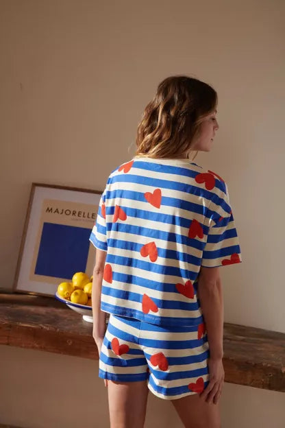 Pyjama coton BIO | Marinière Coeurs