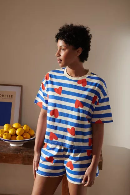 Pyjama coton BIO | Marinière Coeurs