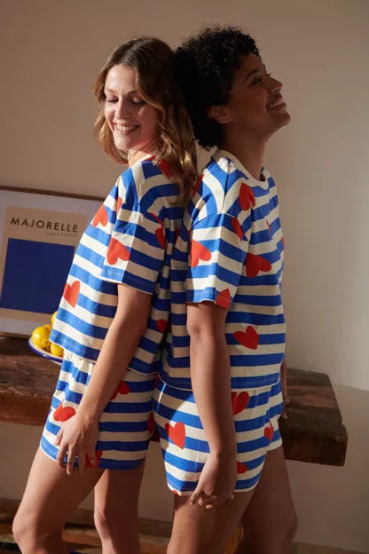 Pyjama coton BIO | Marinière Coeurs