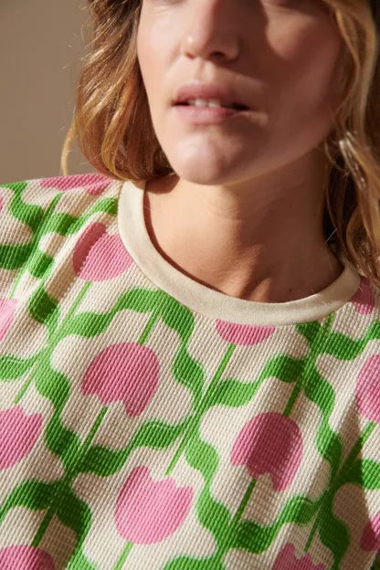 Pyjama gaufré coton BIO | Tulipes Roses