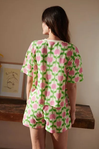 Pyjama gaufré coton BIO | Tulipes Roses